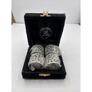 Set of 4 Vintage INTERNATIONAL CHINA CO Silver Plated NAPKIN RINGS With Case